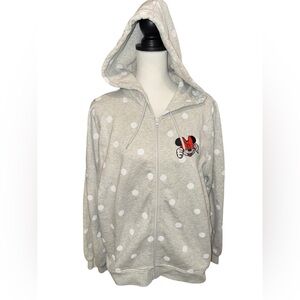 Disney Light Gray Hoodie with Polka Dots and Character Design